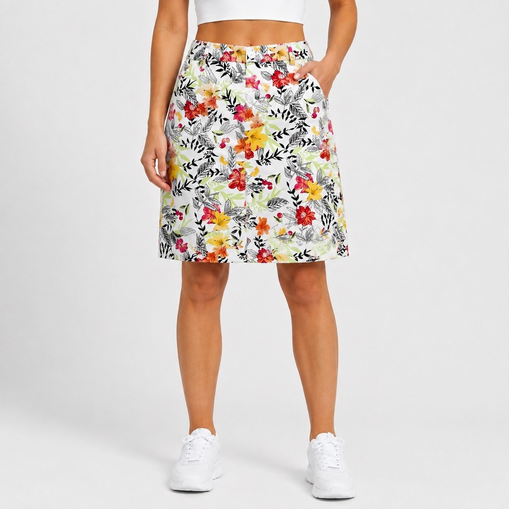 Christopher & Banks Floral Skort WMS 8 Tropical Botanical Colorful 18.5" Length
